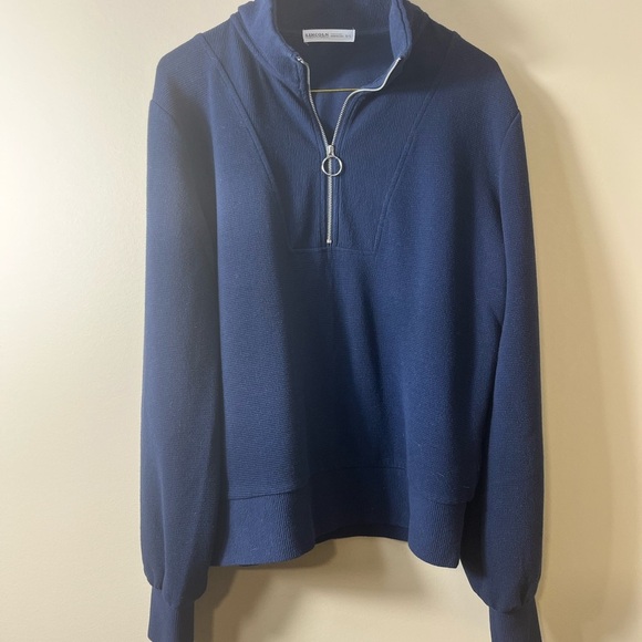 Lincoln Outfitters Men’s Navy Half-Zip Mock Neck Pullover Sweatshirt Size Small - Picture 7 of 7